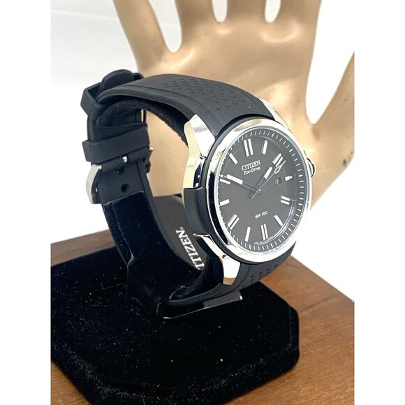 Citizen Men's Watch AW1150-07E Eco Drive Black Dial Date Rubber Band 44mm - Picture 14 of 14